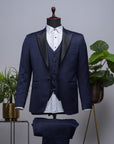 Navy Blue Jacquard Tuxedo Suit
