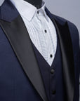 Navy Blue Jacquard Tuxedo Suit