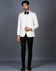 White Hand-Embroidery Tuxedo Suit