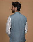 Grey Quilted Silk Bundi Jacket